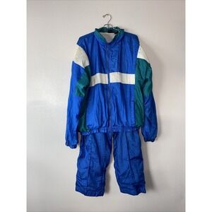 Vintage Blair Track Suit Men's XL Blue White Aqua 90s Lined Jacket‎ & Pants Set
